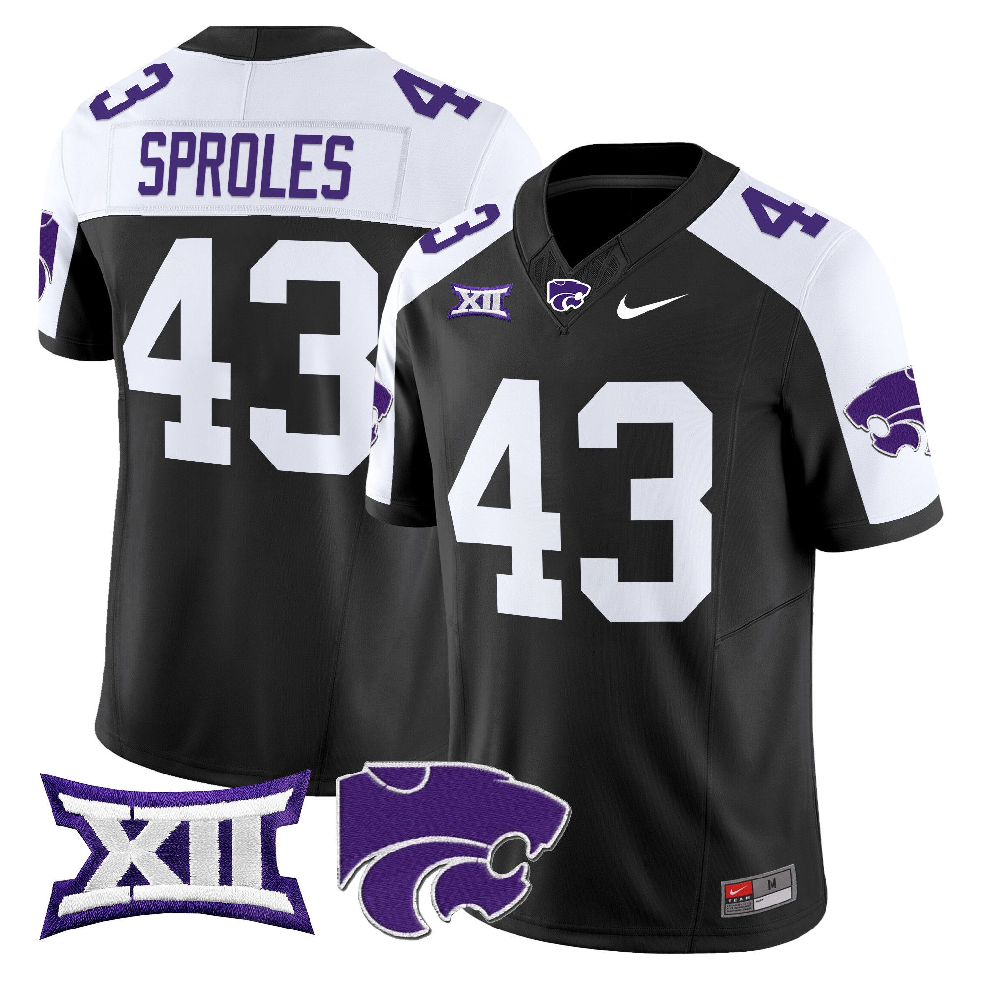 Men Kansas State Wildcats #43 Sproles Black Nike 2024 Vapor Limited NCAA Jersey